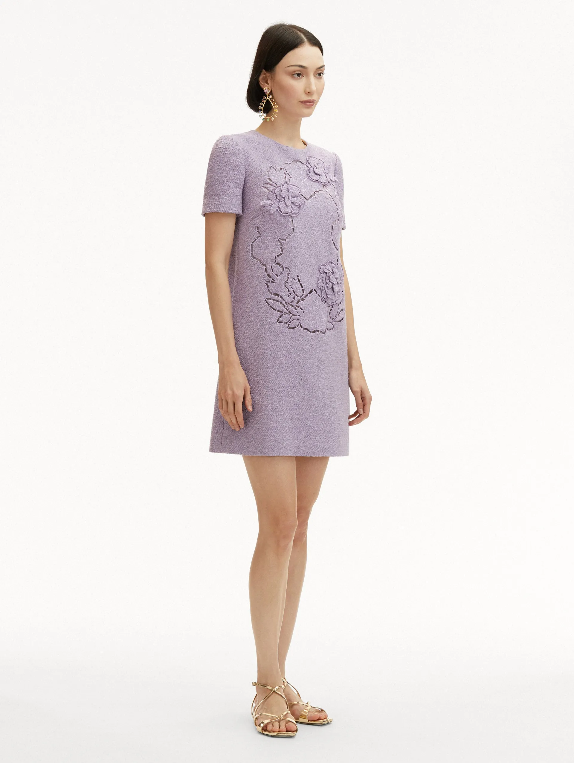 English Rose Cutout Tweed Shift Dress