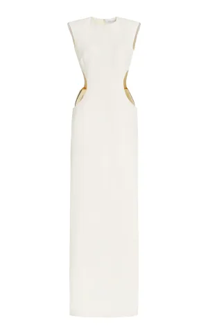 Faith Dress in Ivory Silk Wool Cady