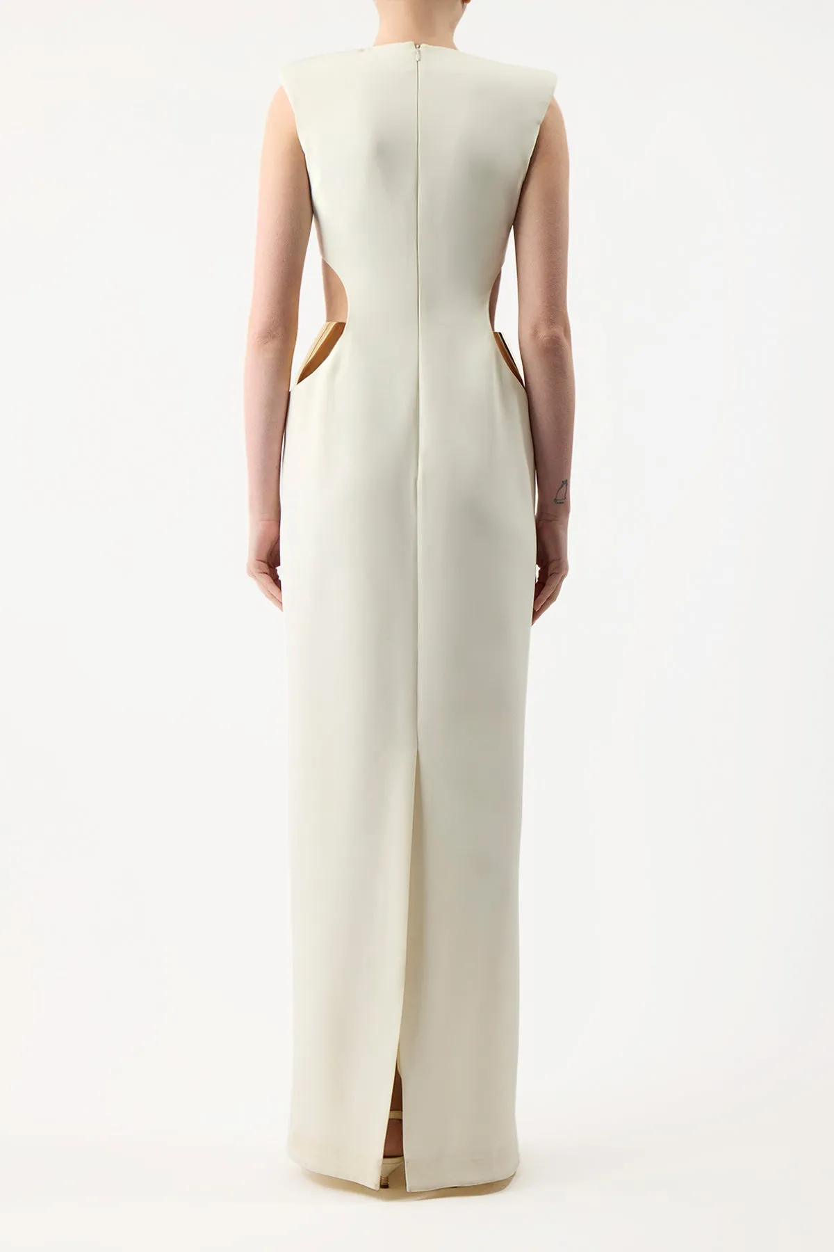 Faith Dress in Ivory Silk Wool Cady