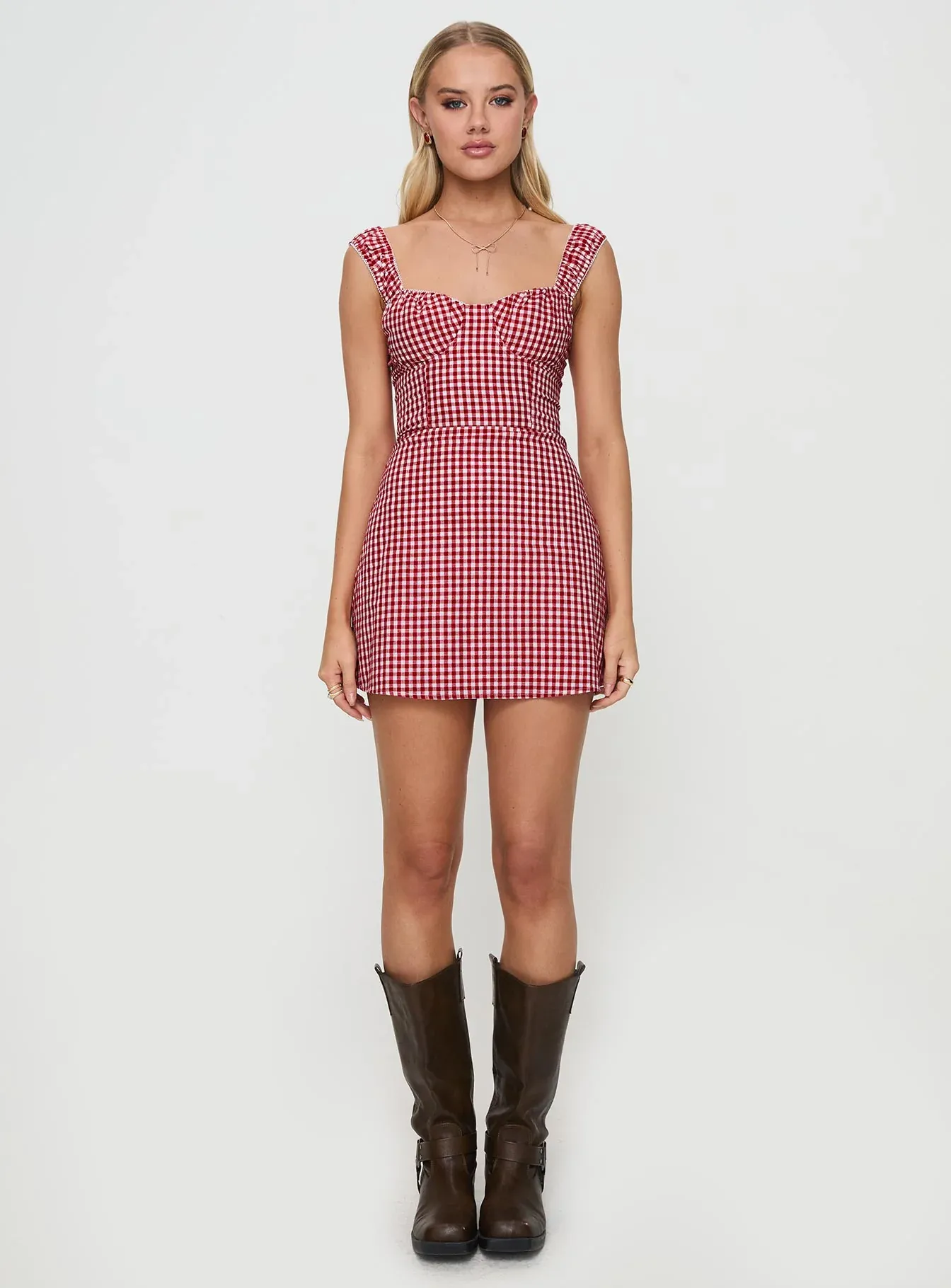 Faubert Mini Dress Red Gingham Petite