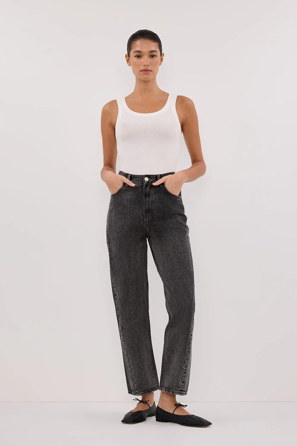 FINN WASHED BLACK TWISTED SEAM JEAN