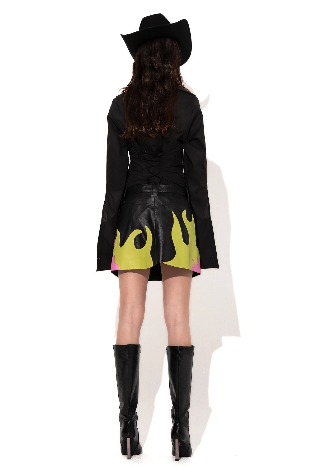 FLAMES LEATHER MINI SKIRT