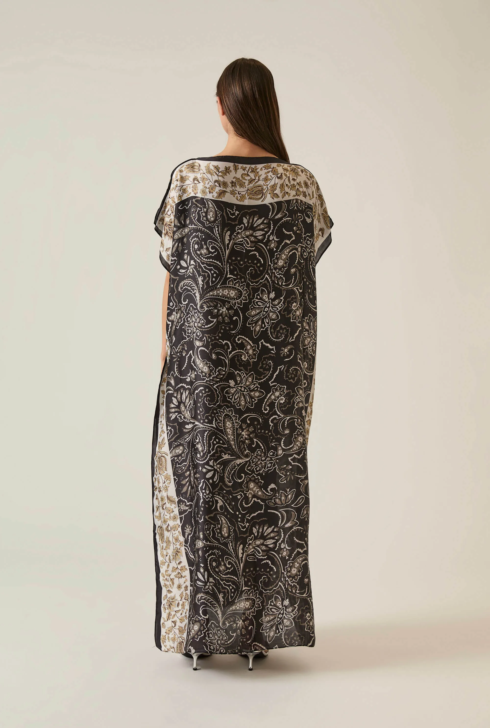 Floral Paisley Maxi Black Kaftan