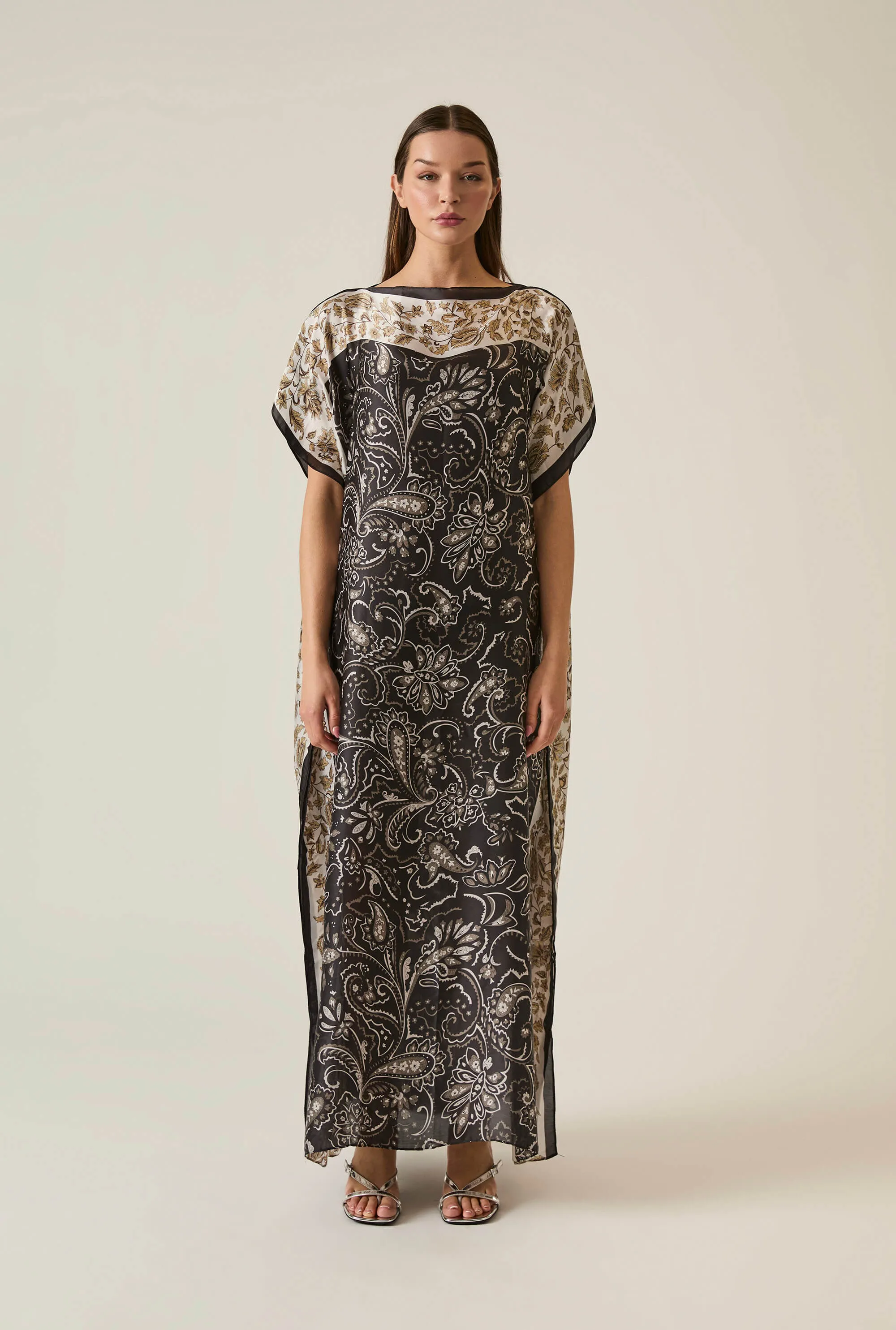 Floral Paisley Maxi Black Kaftan
