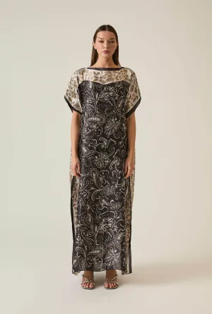 Floral Paisley Maxi Black Kaftan