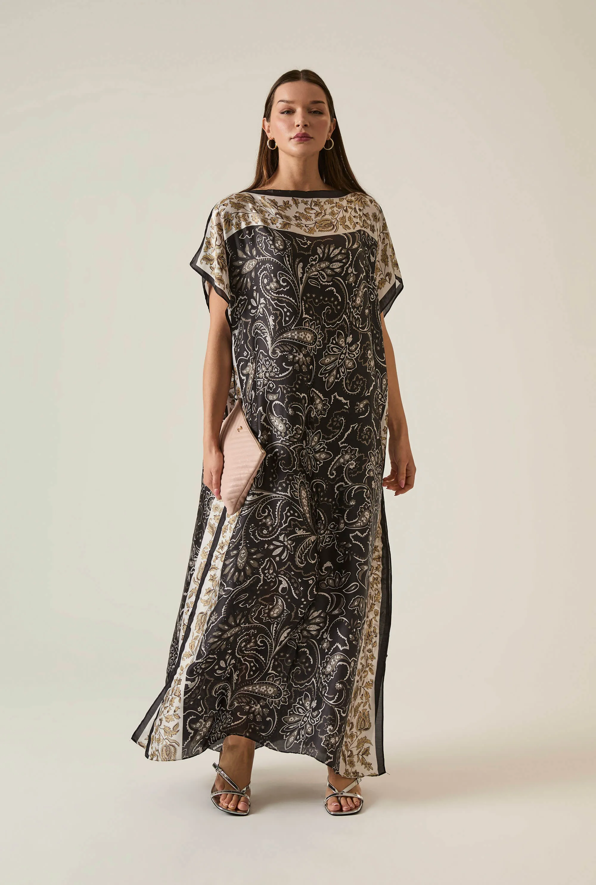 Floral Paisley Maxi Black Kaftan