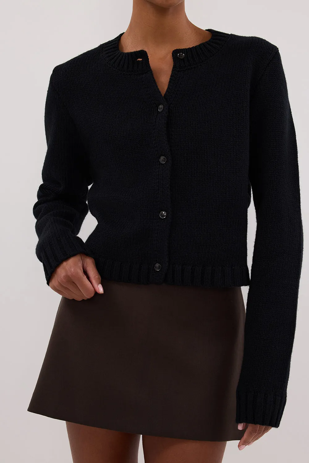 FOSTER BLACK KNIT CARDIGAN
