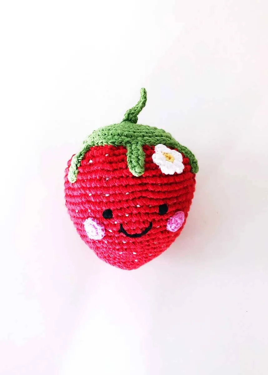 Friendly Plush Strawberry Rattle