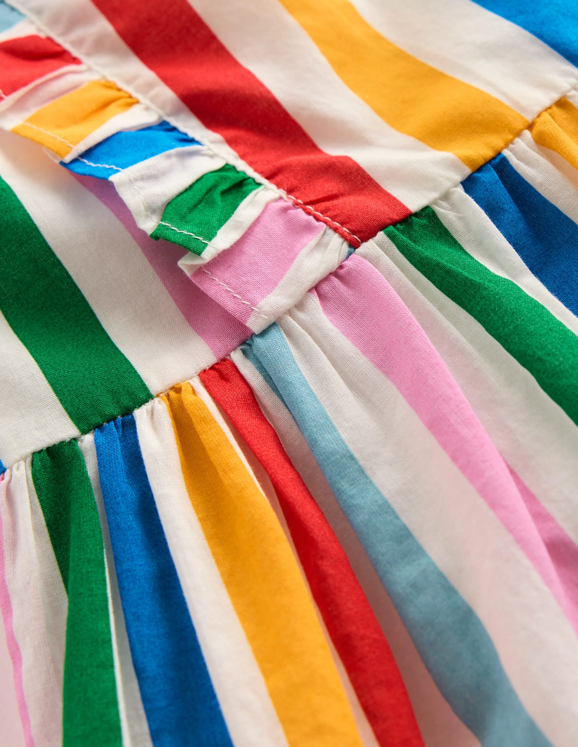 Frilly Pinny Dress-Rainbow Multi Stripe