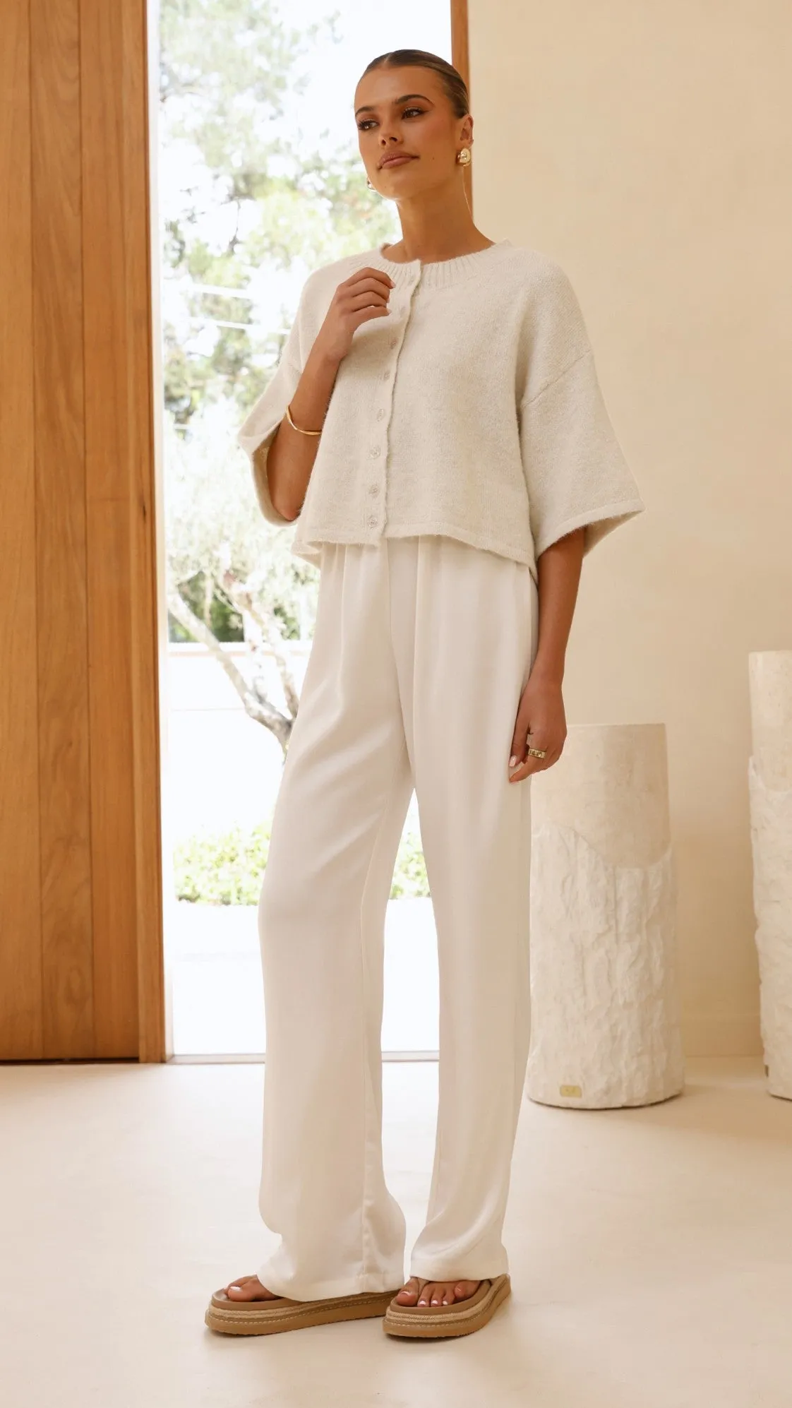 Gazelle Button Up Knit T-Shirt - Oatmeal