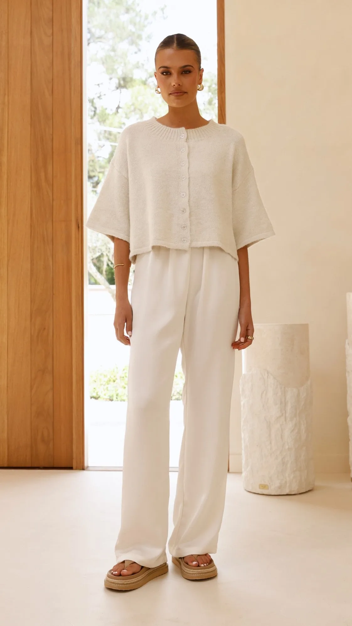 Gazelle Button Up Knit T-Shirt - Oatmeal