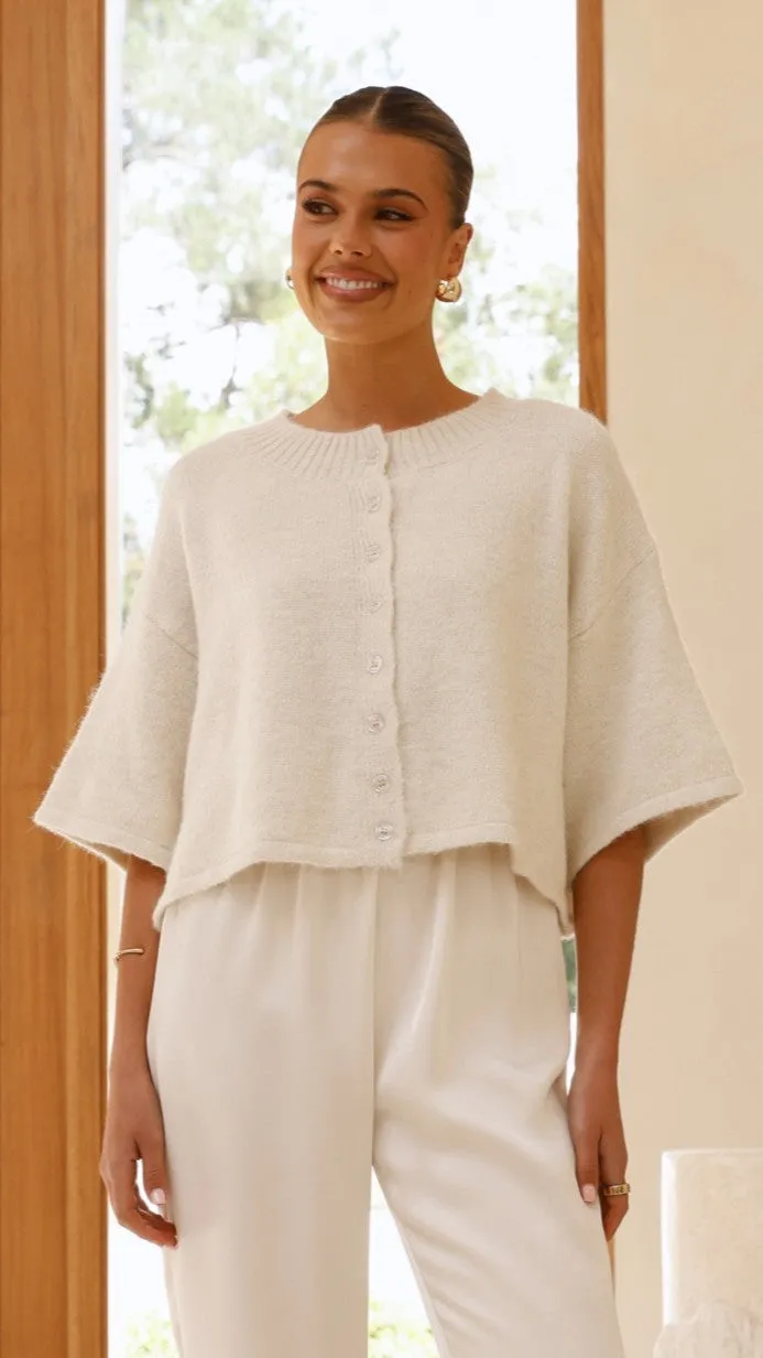 Gazelle Button Up Knit T-Shirt - Oatmeal