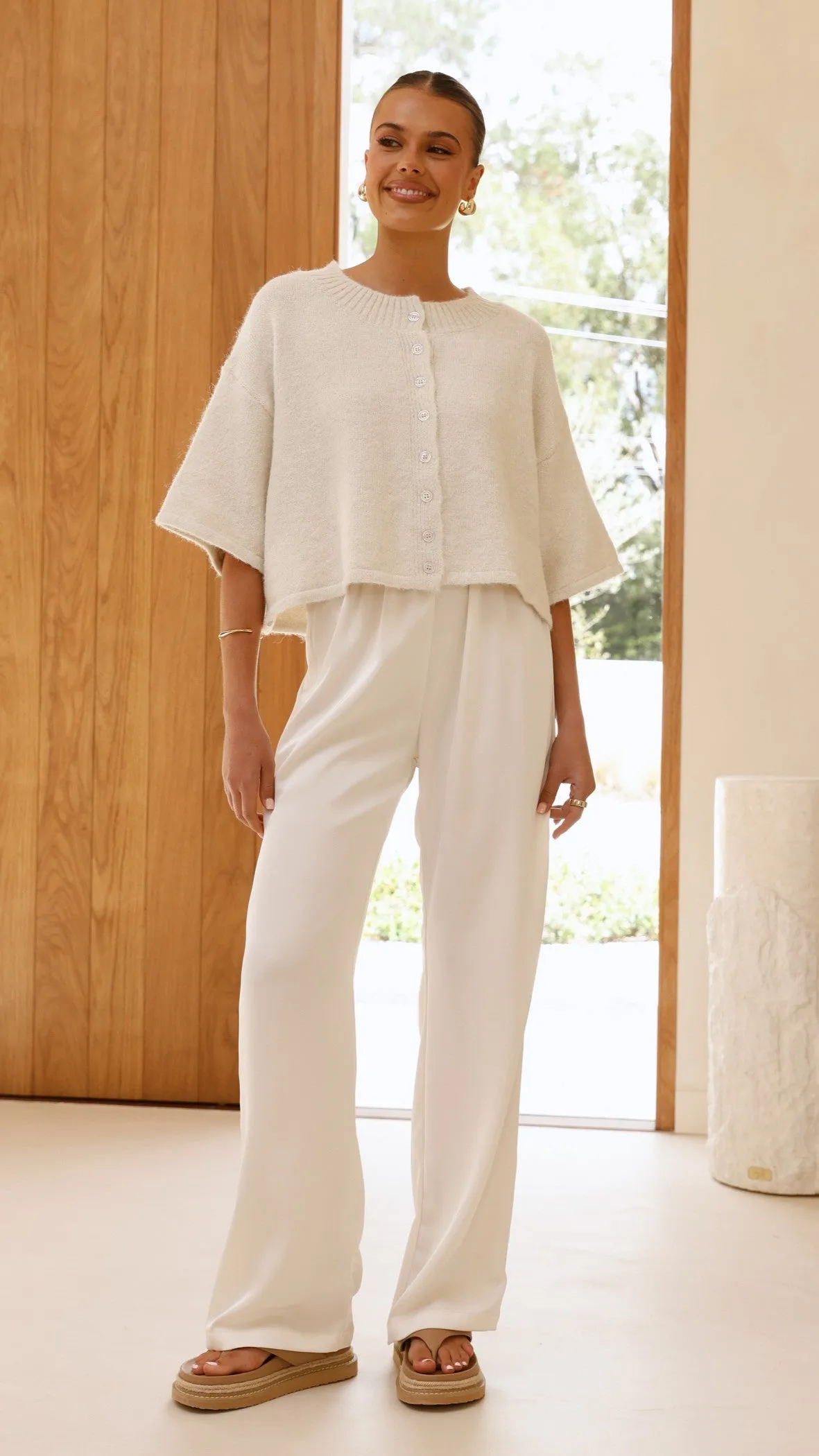 Gazelle Button Up Knit T-Shirt - Oatmeal
