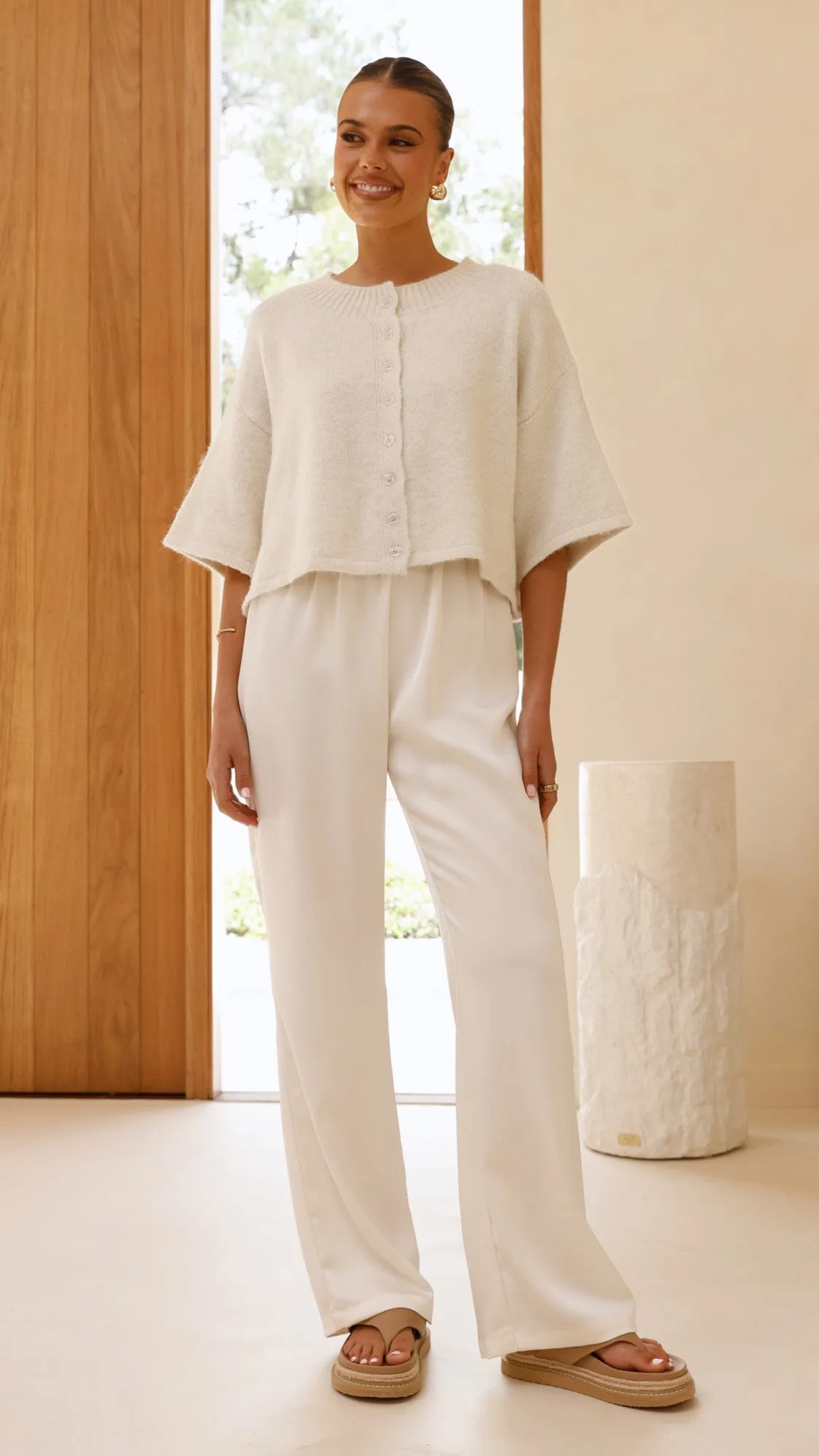 Gazelle Button Up Knit T-Shirt - Oatmeal