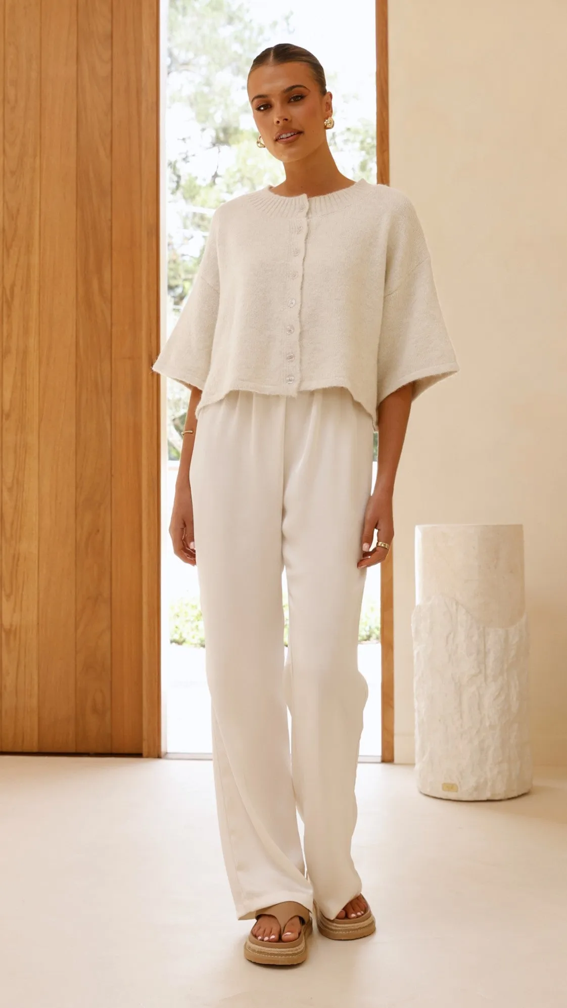 Gazelle Button Up Knit T-Shirt - Oatmeal