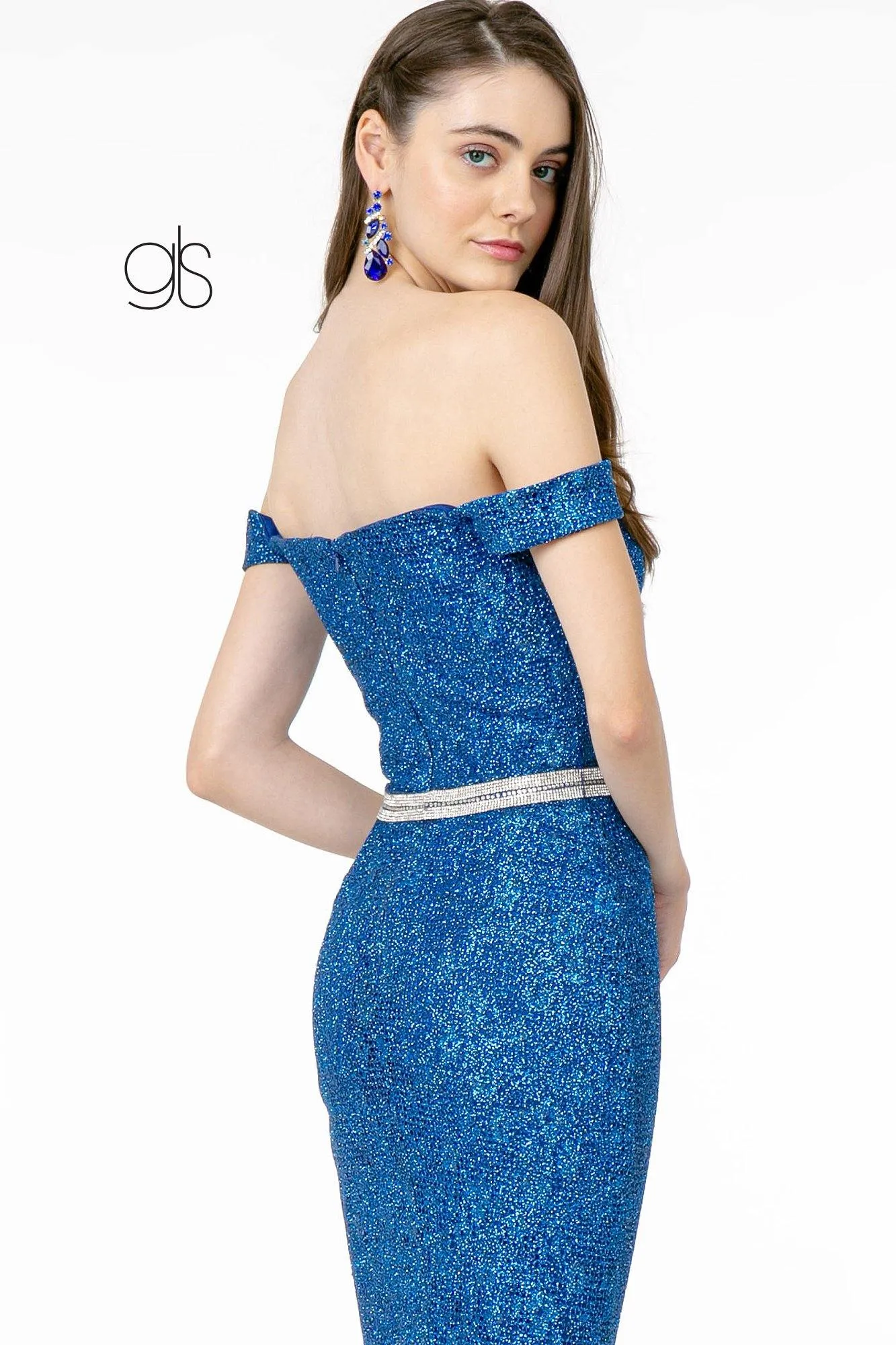 Glitter Netting Mermaid Long Prom Dress