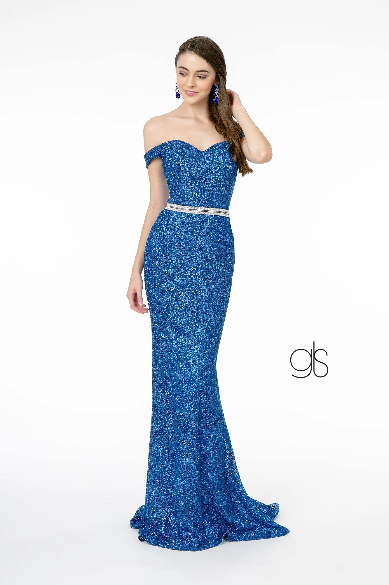 Glitter Netting Mermaid Long Prom Dress