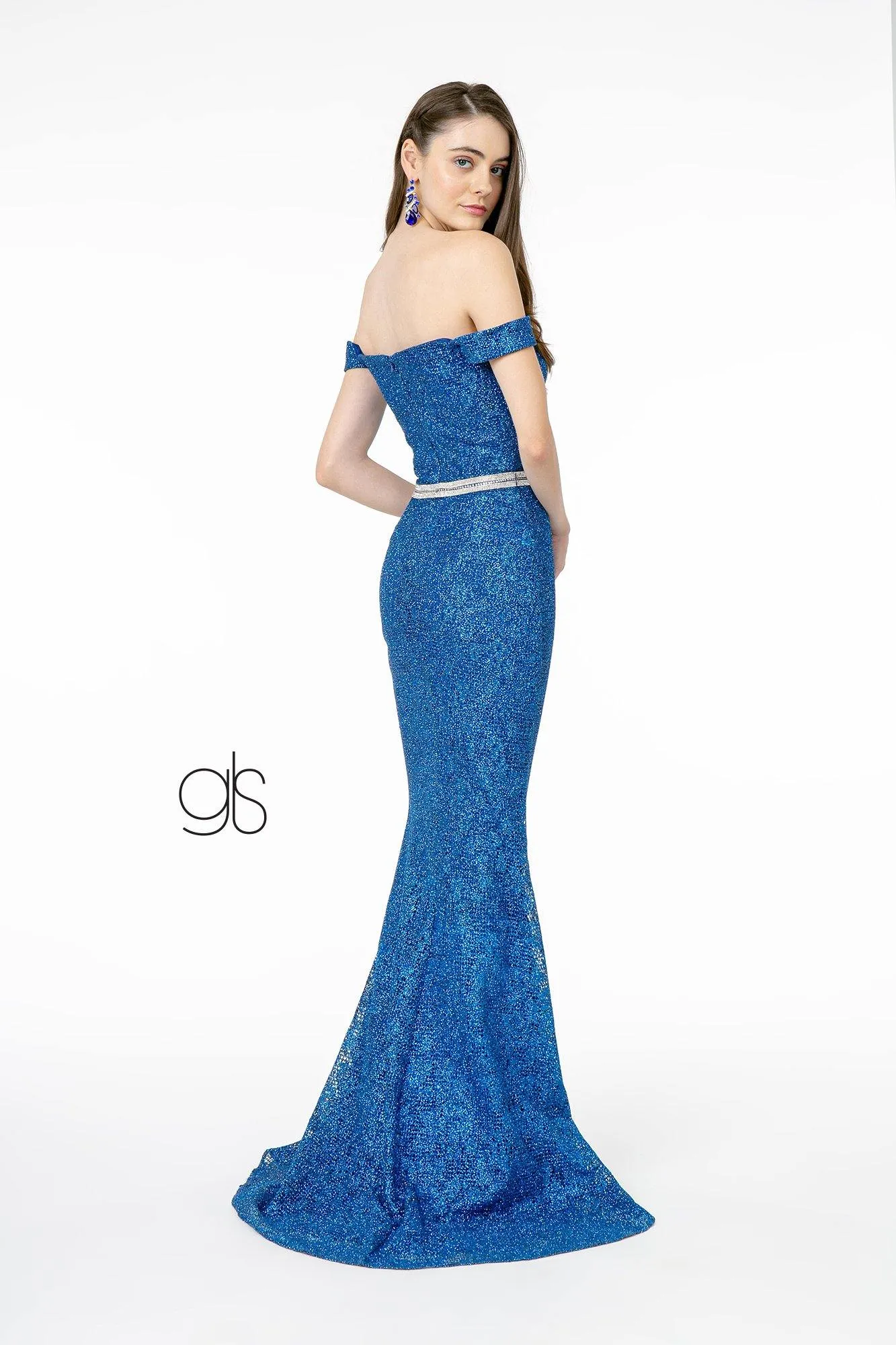 Glitter Netting Mermaid Long Prom Dress