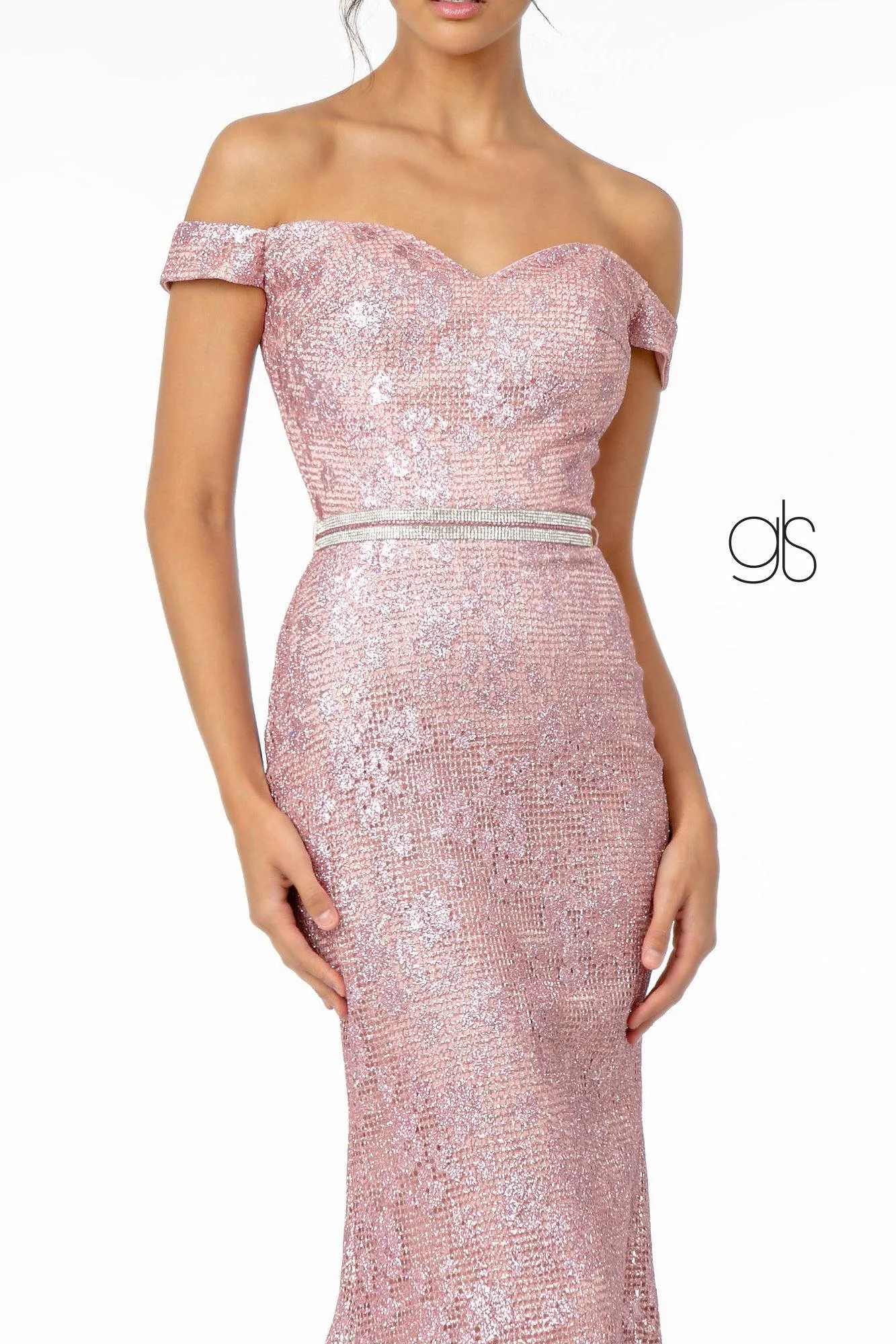 Glitter Netting Mermaid Long Prom Dress