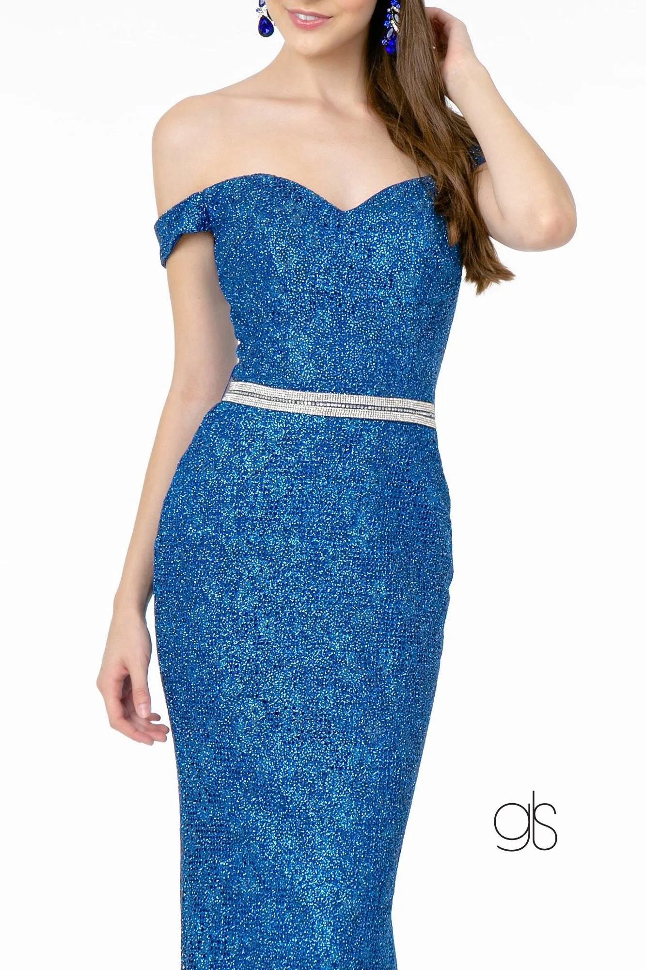 Glitter Netting Mermaid Long Prom Dress