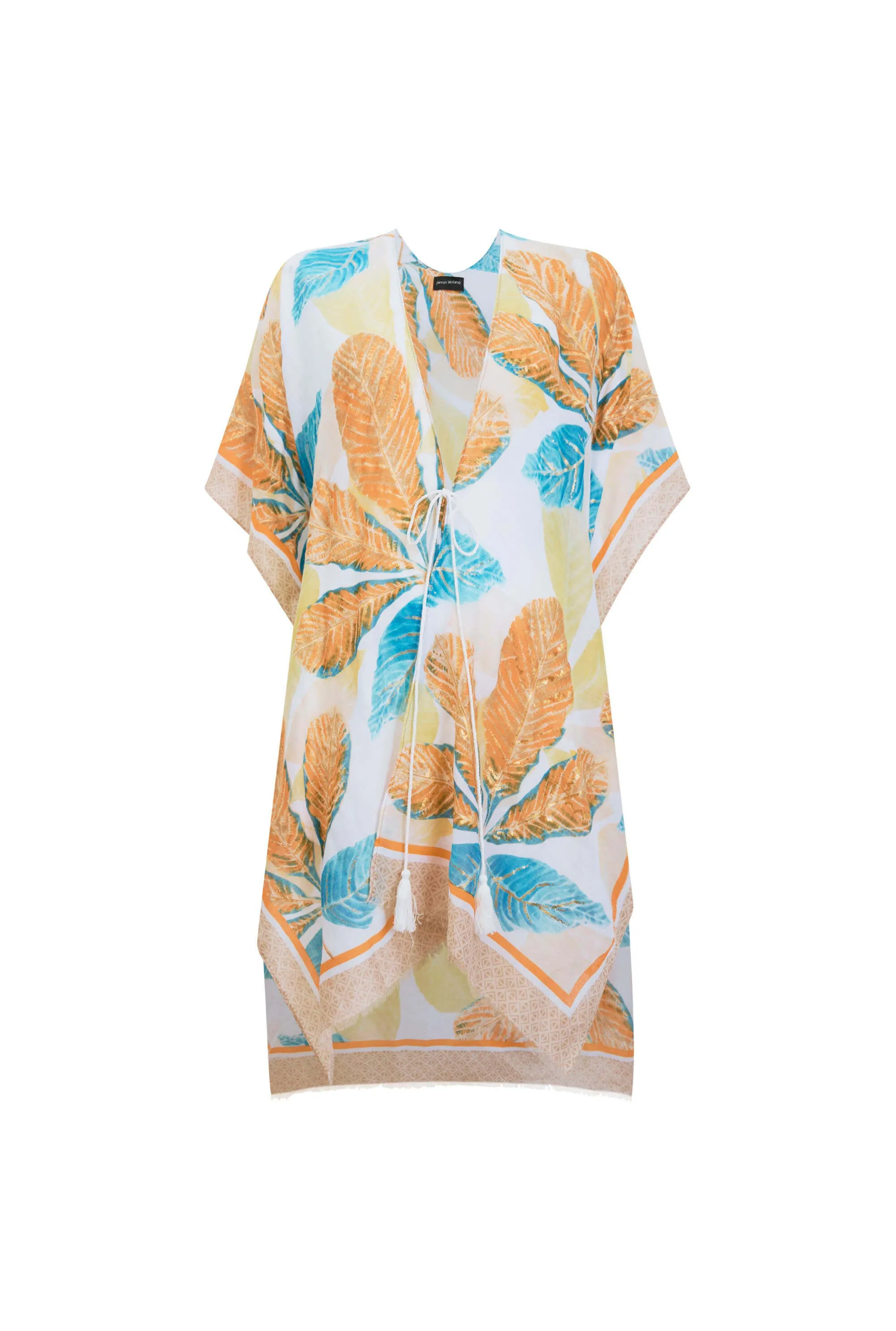 Gold Detail Leaf Kaftan Yellow