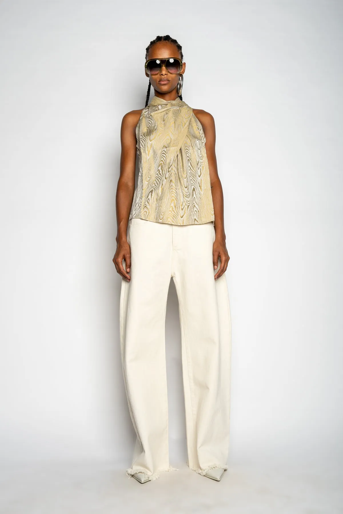 GOLD DRAPED BLOUSE