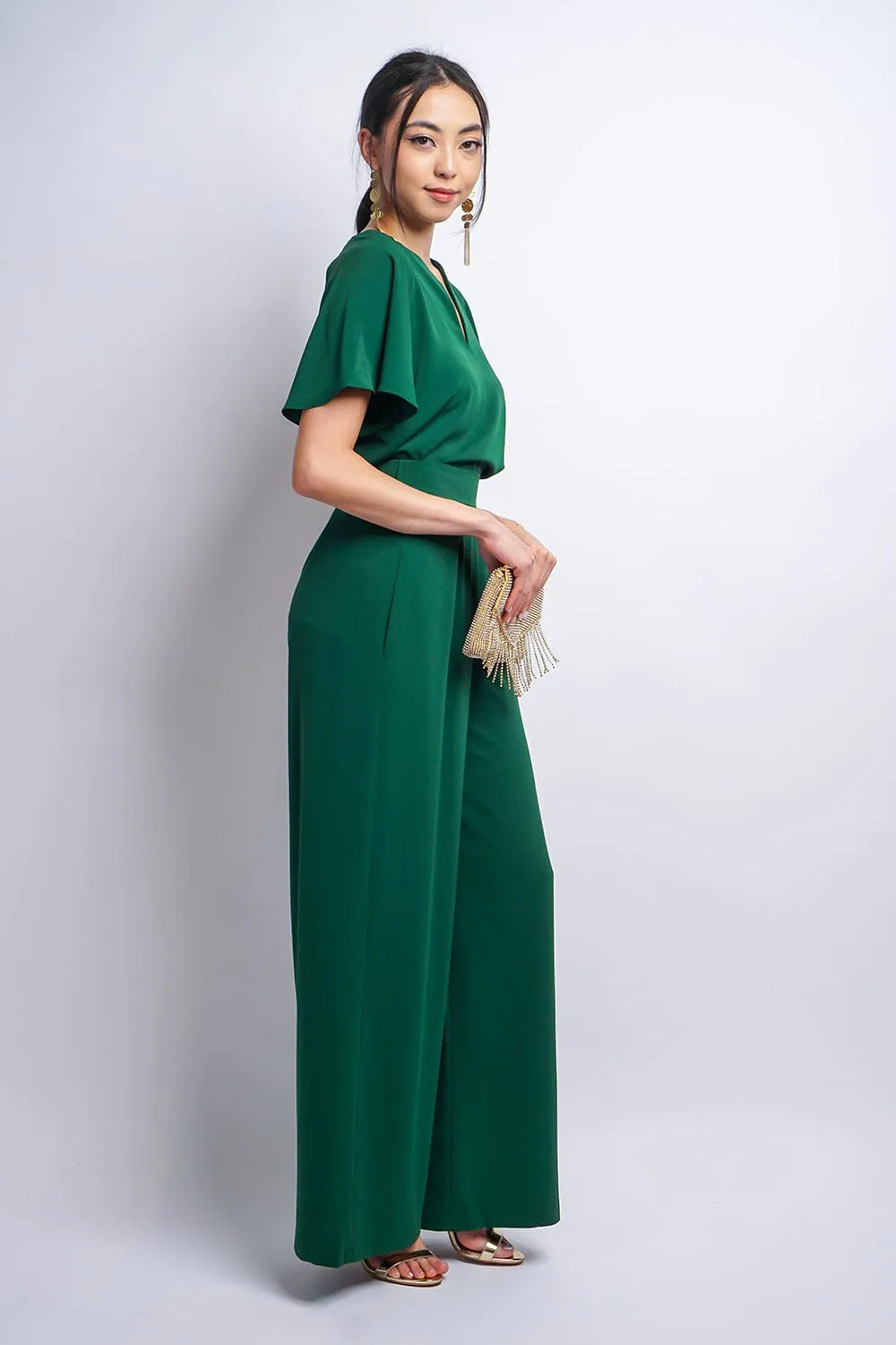 Green Cursive V Neck Rae Top