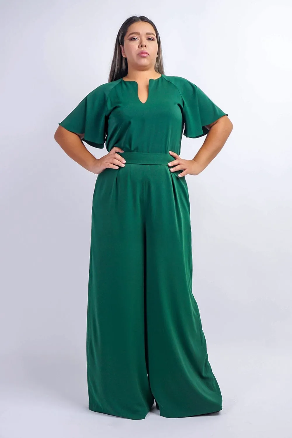 Green Cursive V Neck Rae Top