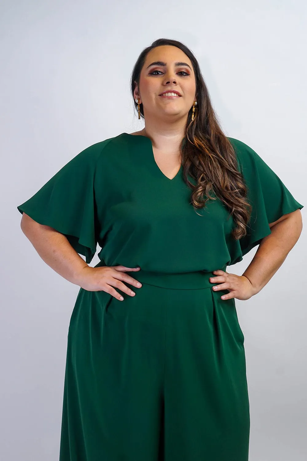 Green Cursive V Neck Rae Top