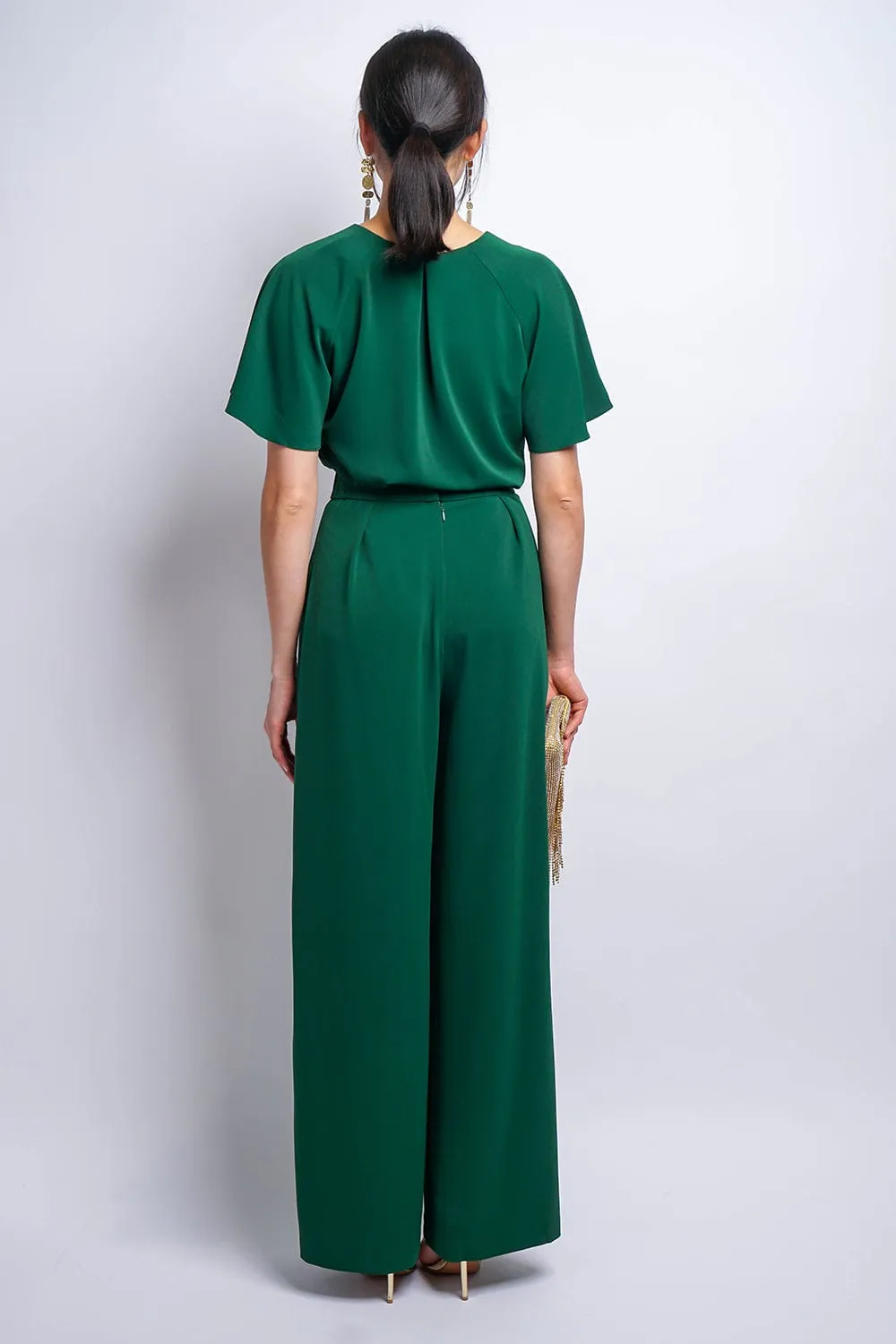Green Cursive V Neck Rae Top