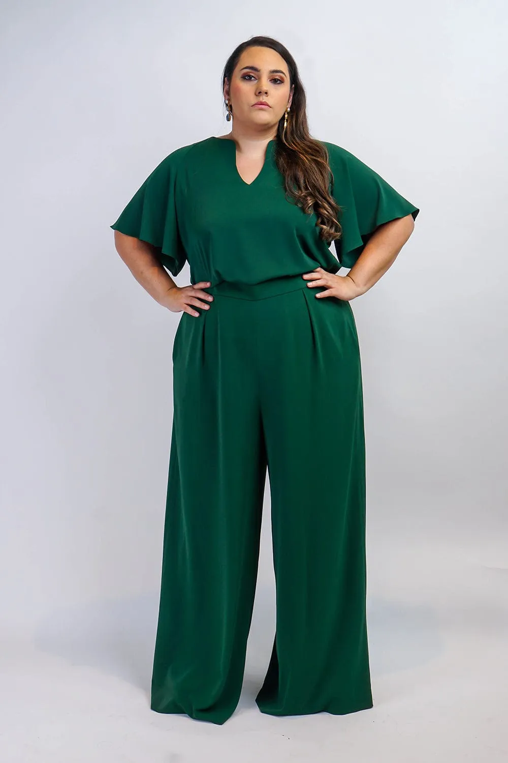 Green Cursive V Neck Rae Top