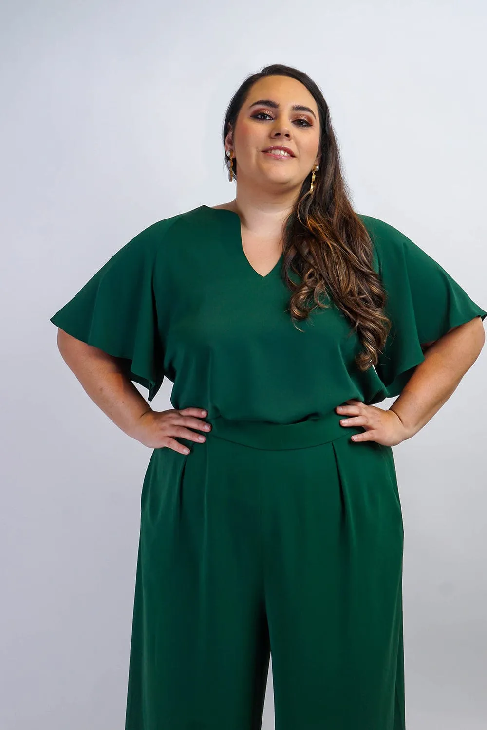 Green Cursive V Neck Rae Top