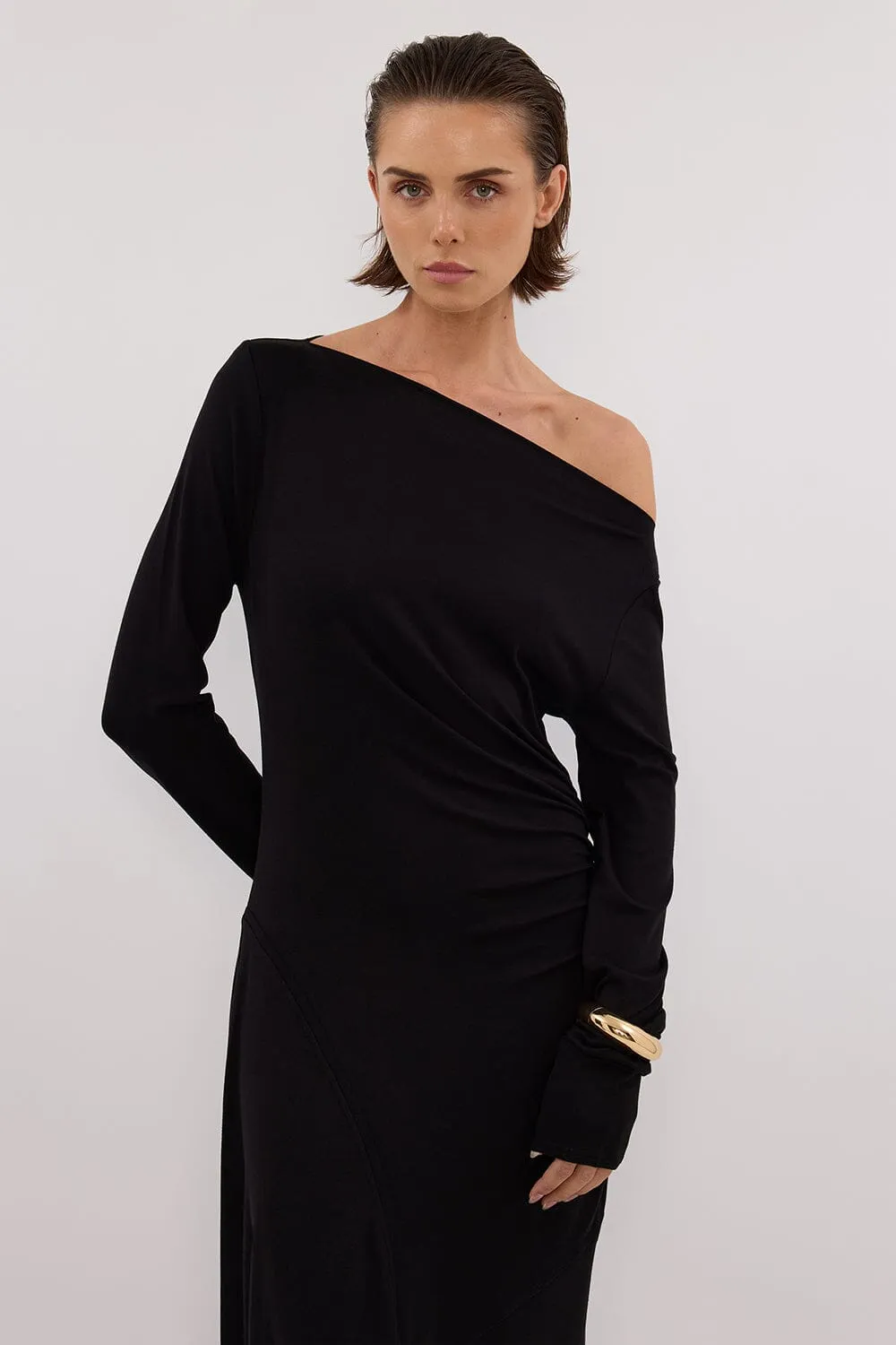 HADLEY BLACK SLEEVED KNIT MAXI DRESS