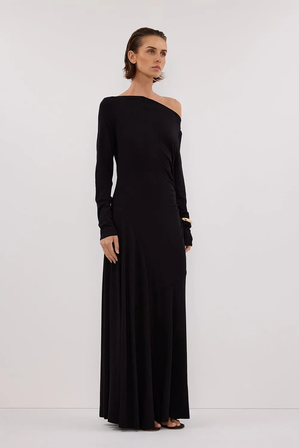 HADLEY BLACK SLEEVED KNIT MAXI DRESS