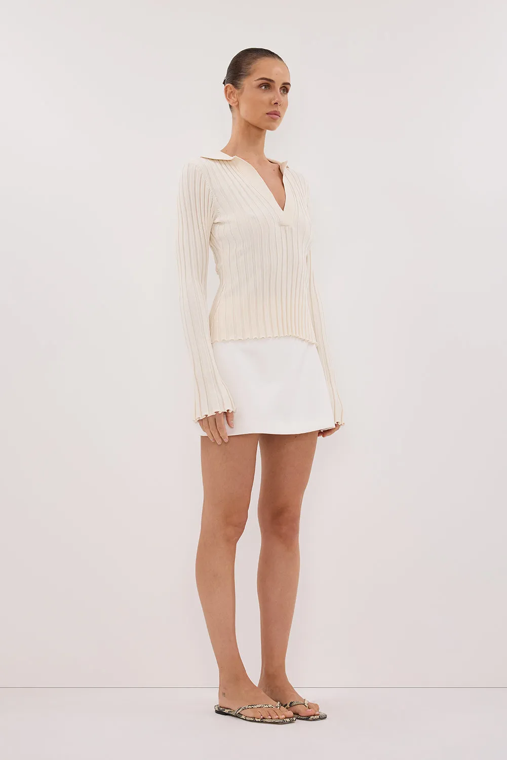 HAL PLASTER POLO LONG SLEEVE KNIT TOP