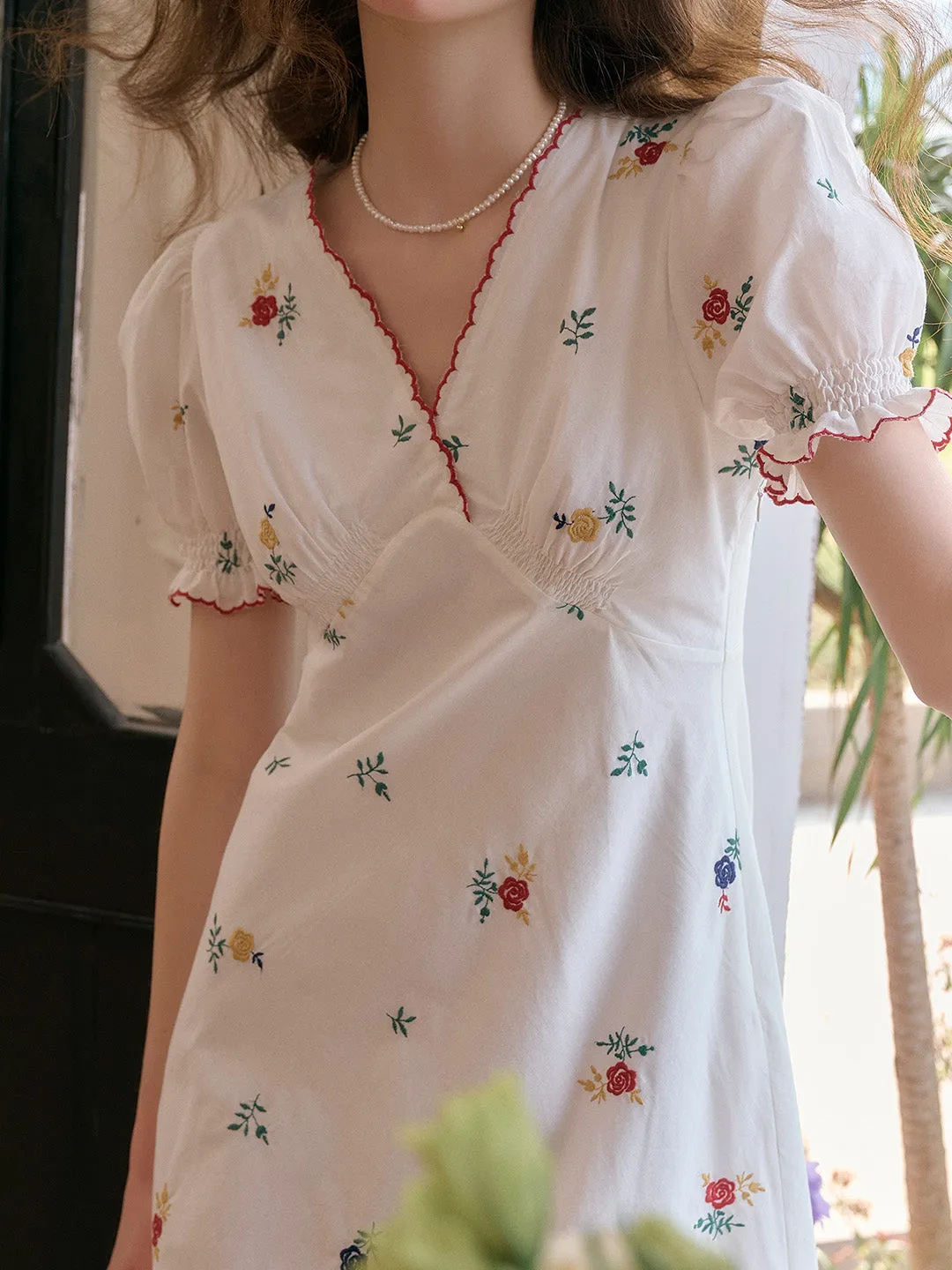 Haven V-Neck Floral Puff Sleeves Dress