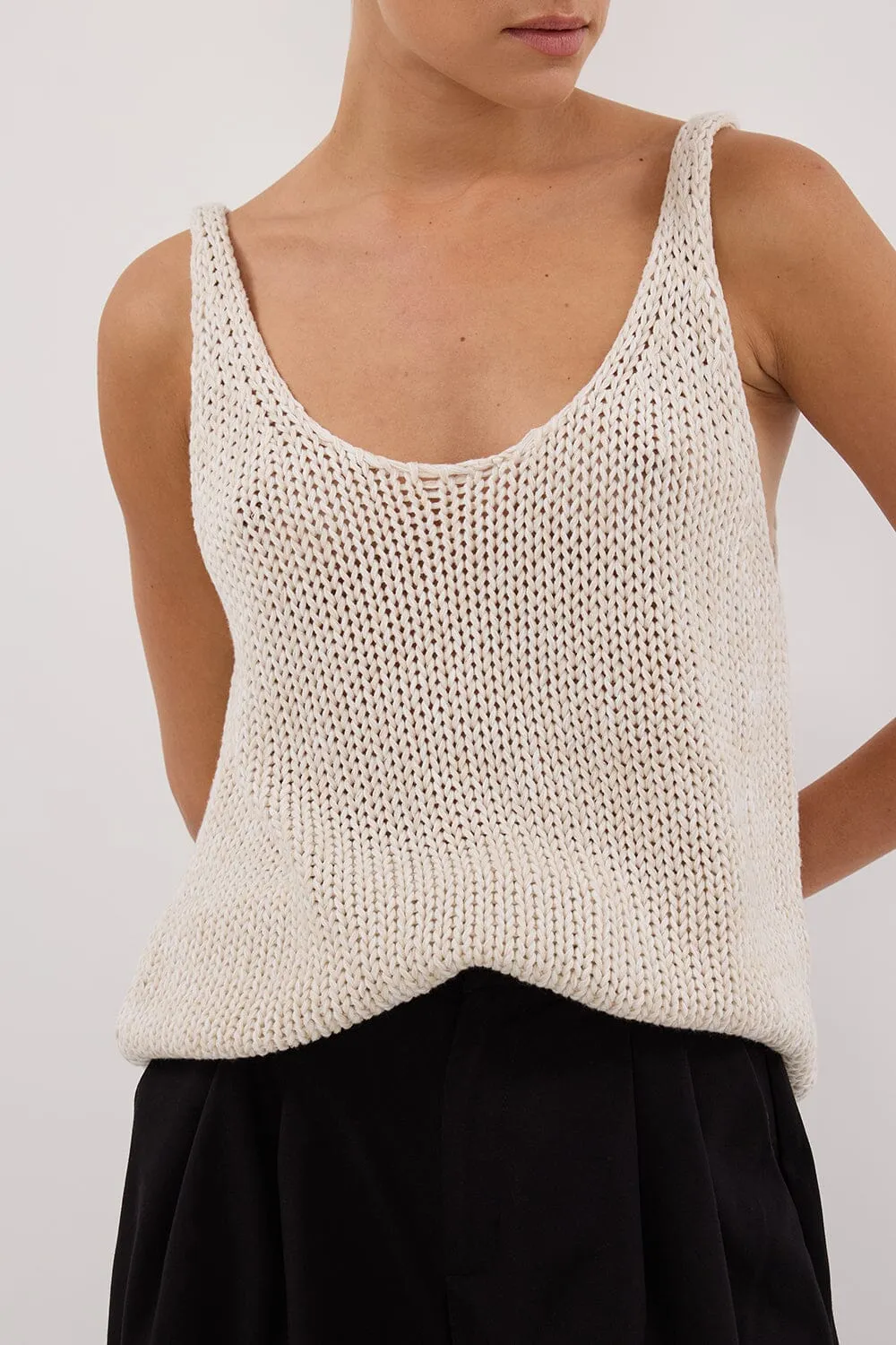 HEIDI CREAM MARLE SCOOP KNIT TANK