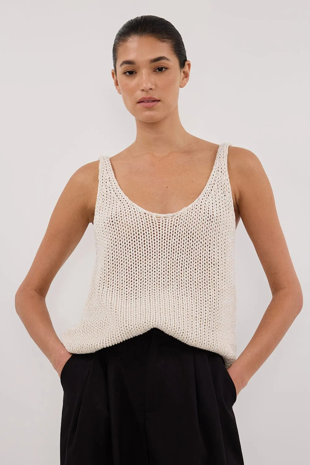 HEIDI CREAM MARLE SCOOP KNIT TANK