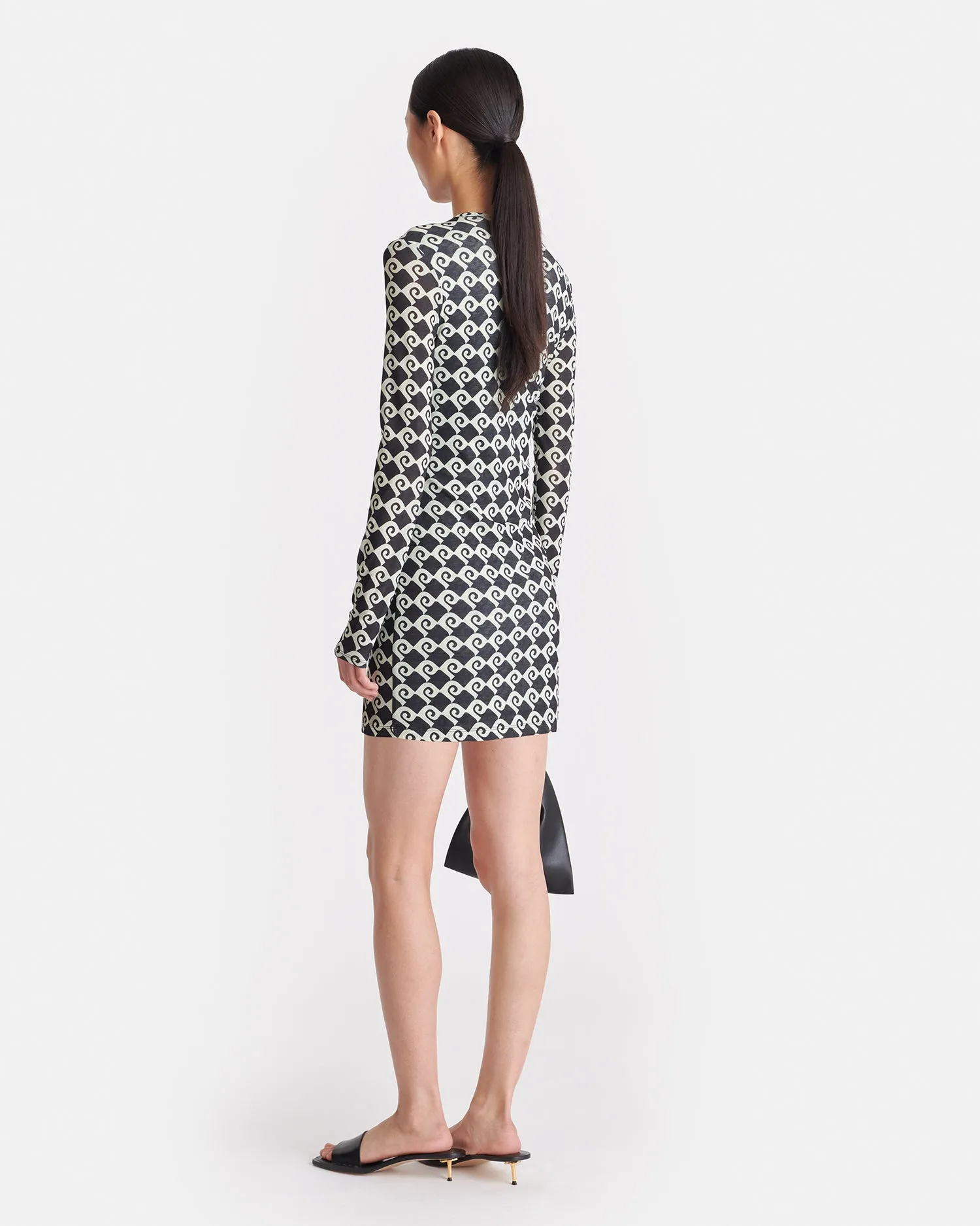 Hestiah - Printed Mesh Jersey Mini Dress - Diamond Check