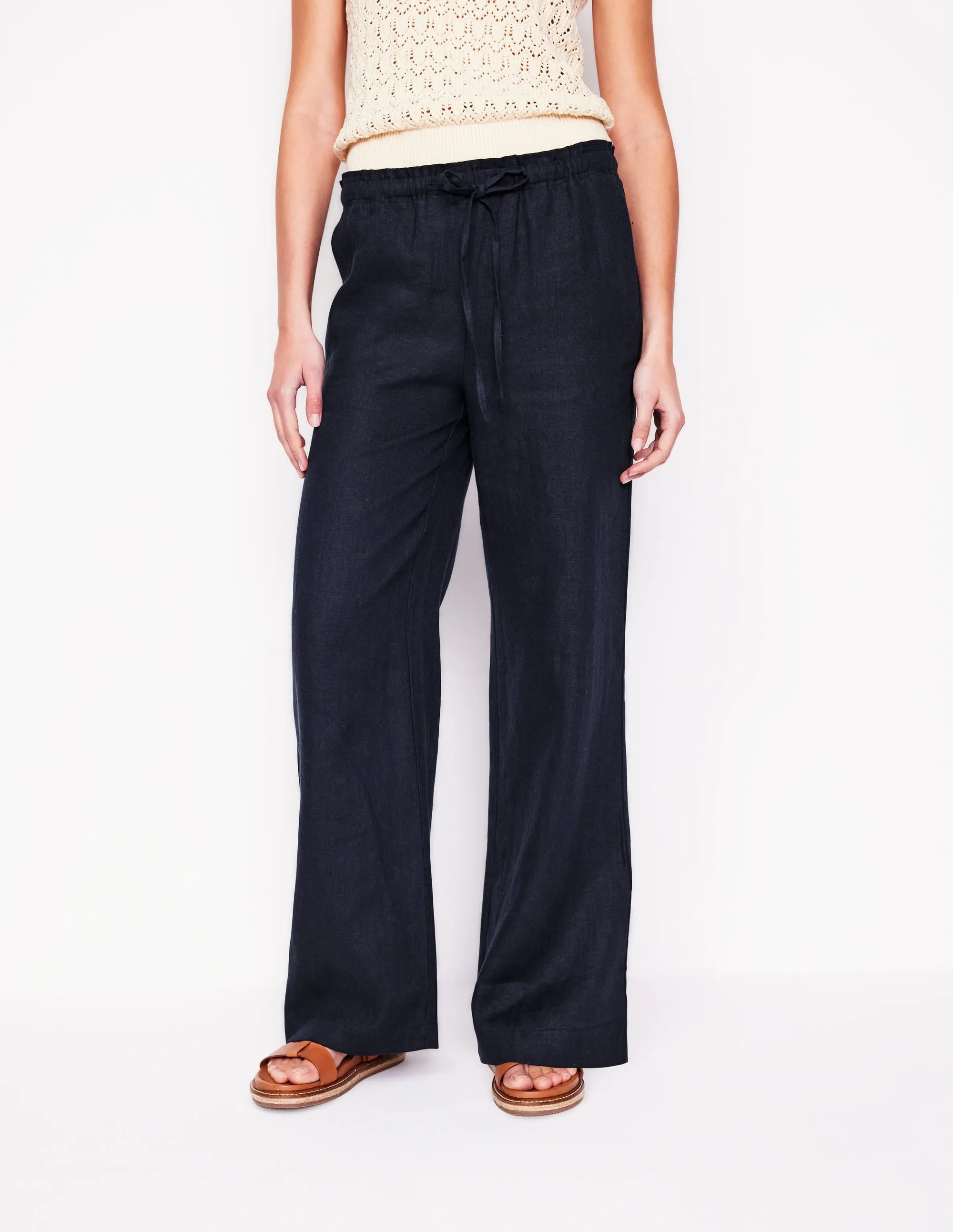 Islington Linen Trousers-Navy