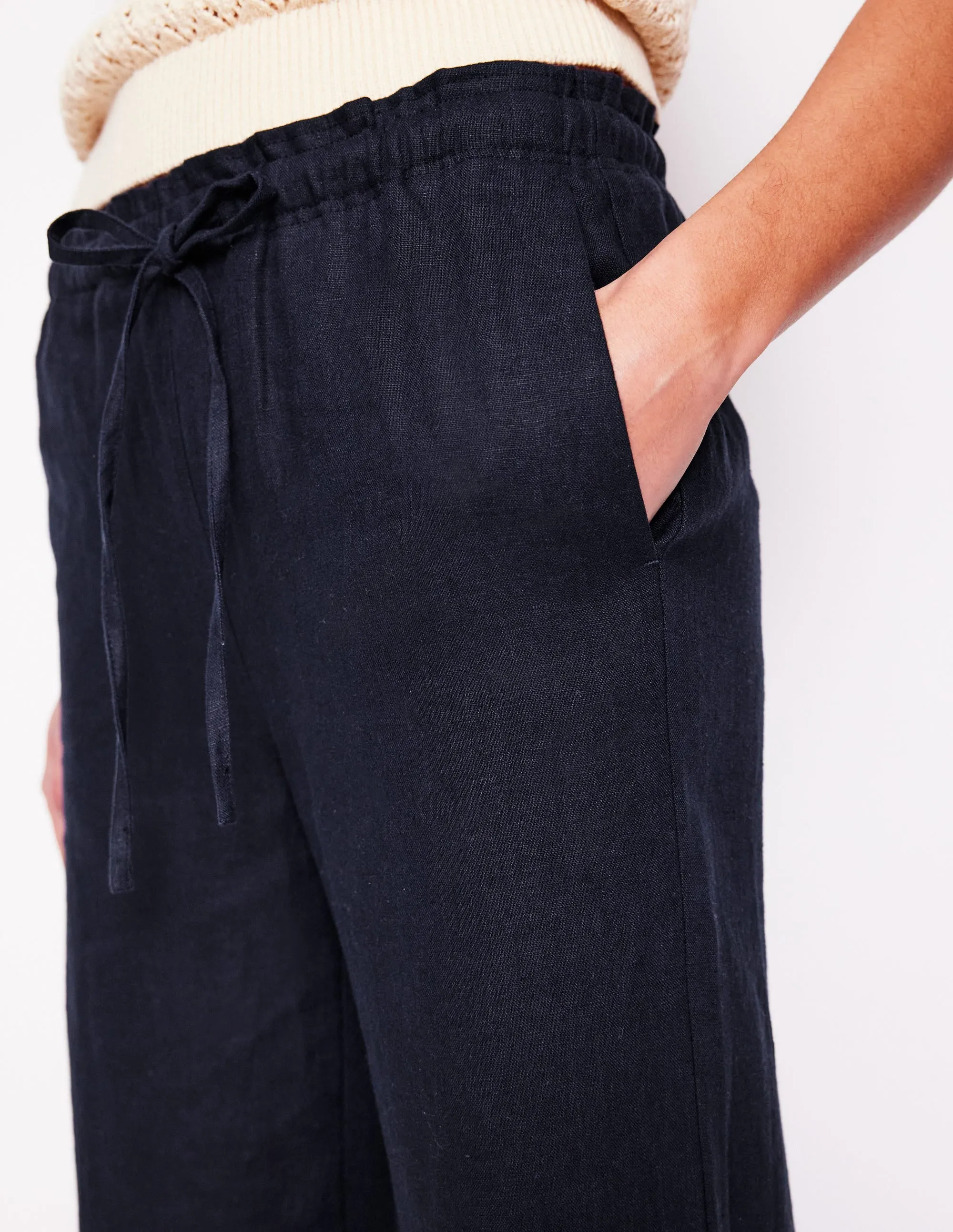 Islington Linen Trousers-Navy