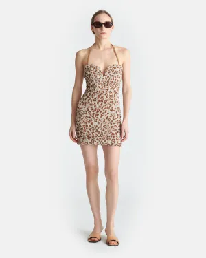 Jannika - Seersucker Cotton Voile Mini Dress - Ocelot