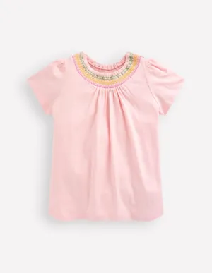 Jersey Smocked Top-Chalk Pink