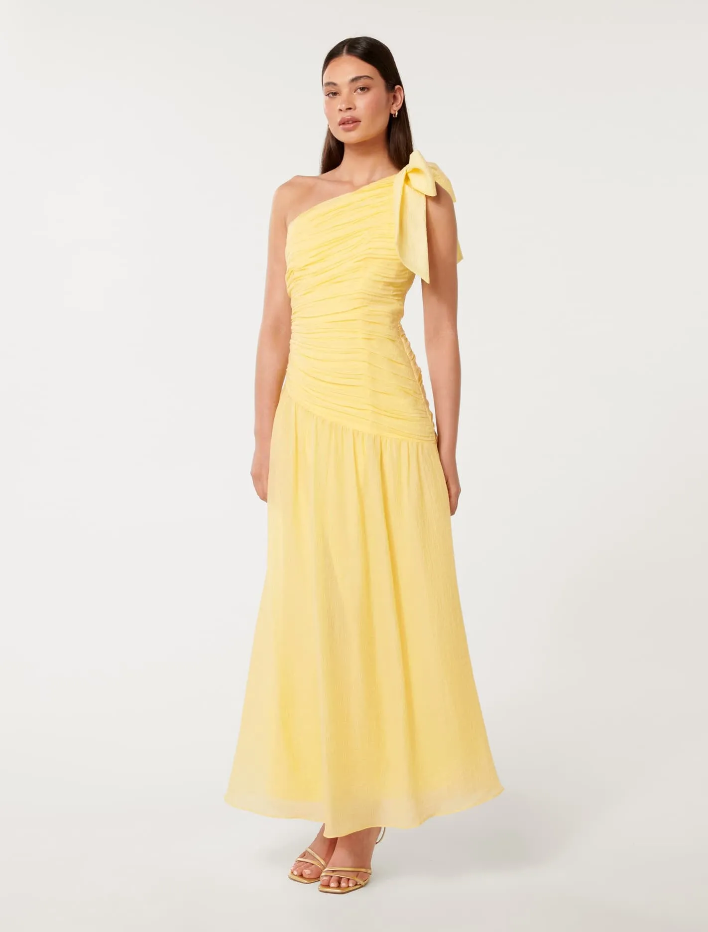 Jordan Ruched Bow Detail Midi Dress