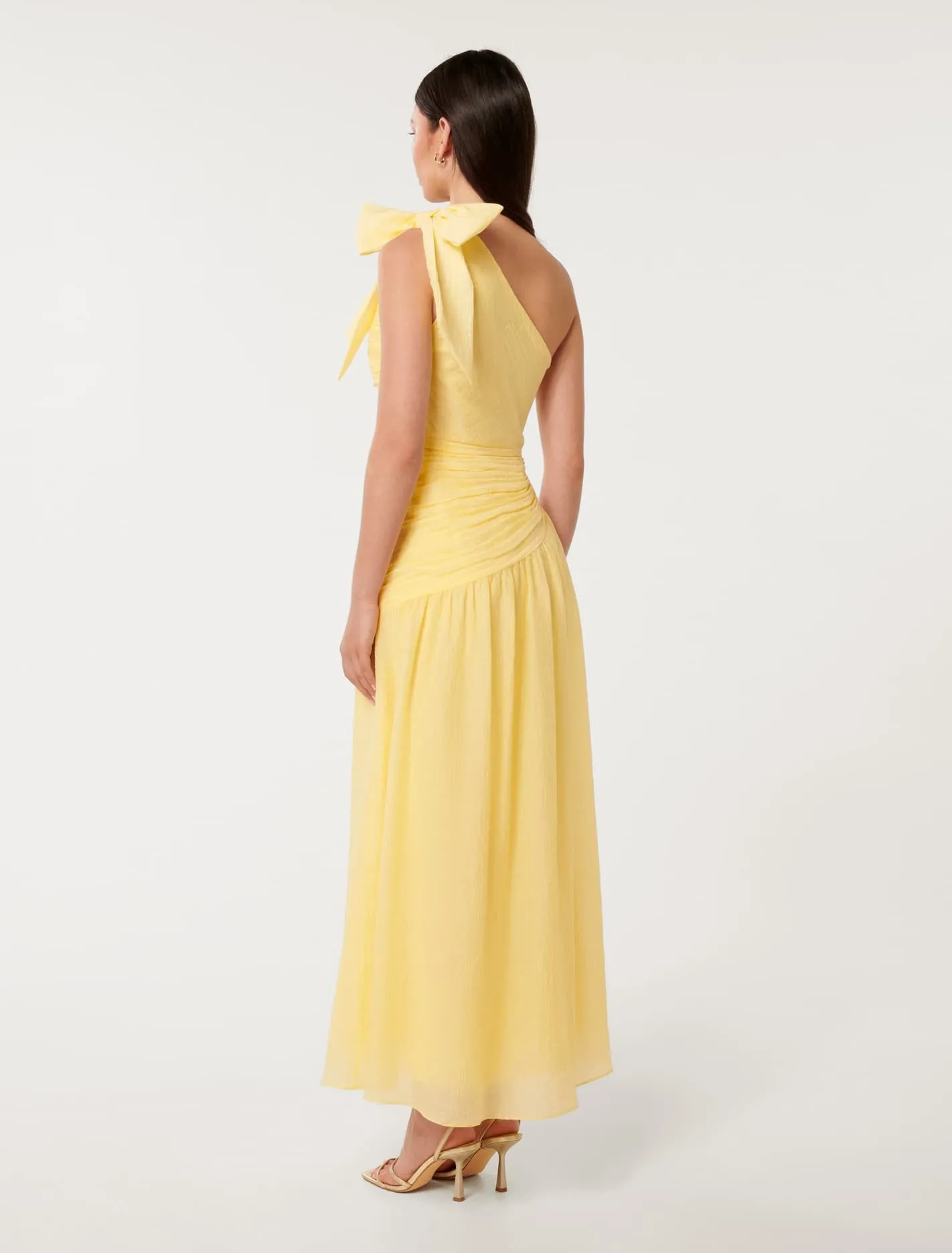 Jordan Ruched Bow Detail Midi Dress