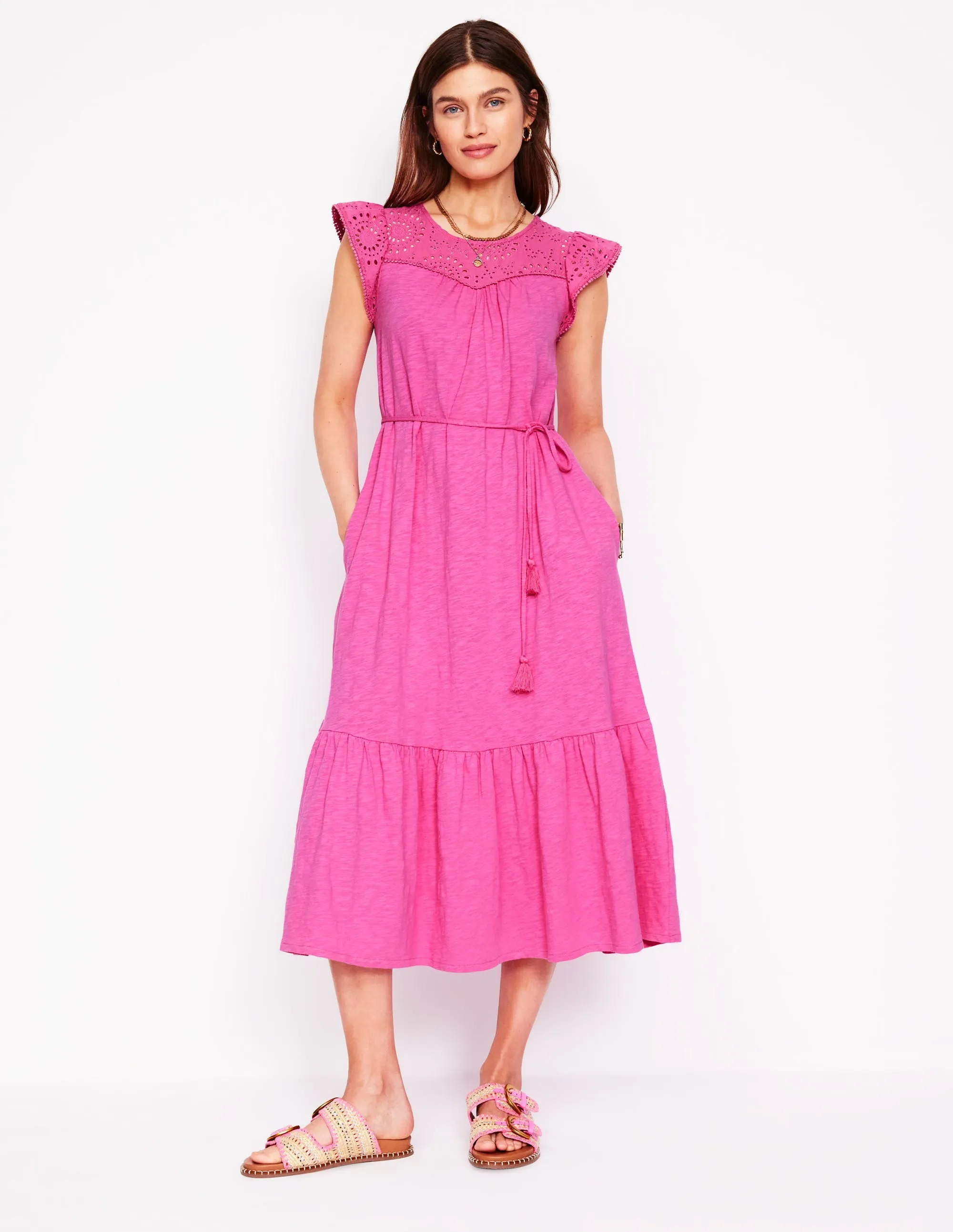 Juliet Broderie Midi Dress-Tickled Pink
