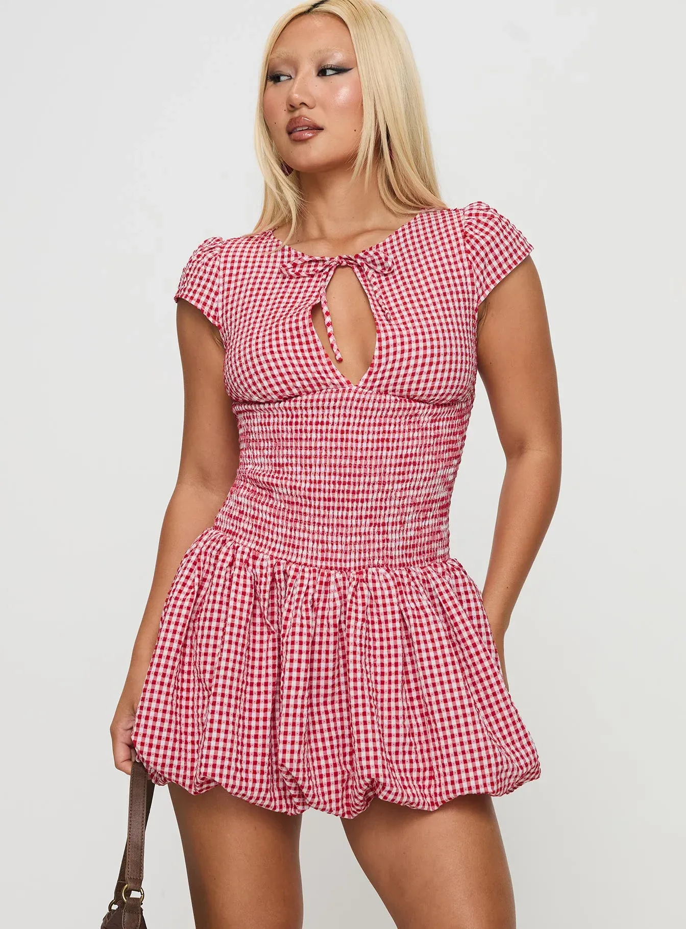 Ladybug Gingham Mini Dress Red Petite