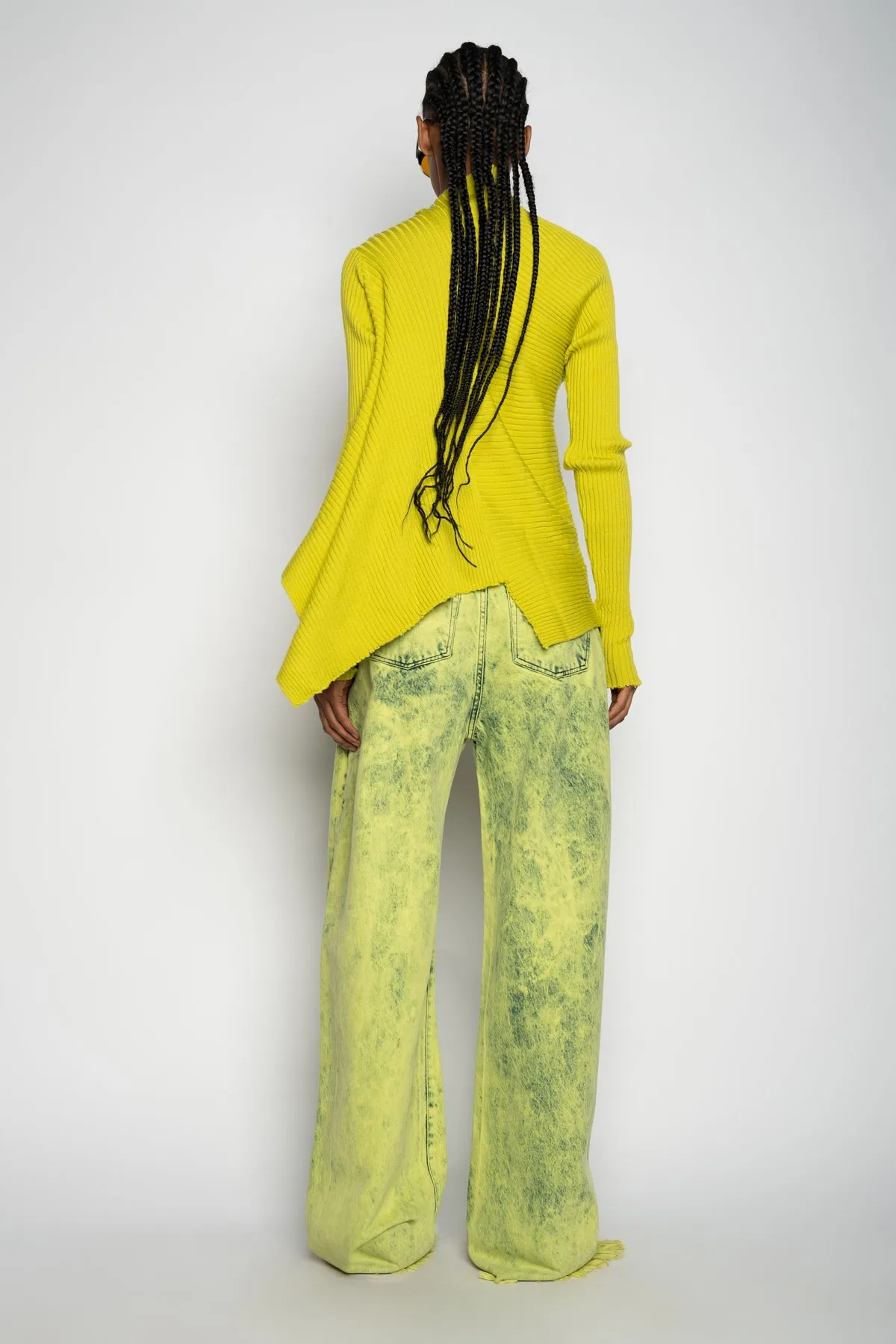 LIME MERINO DRAPED JUMPER