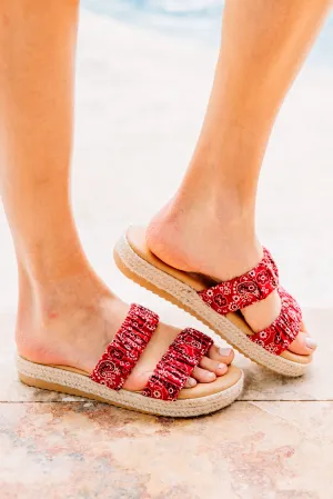 Living It Up Red Platform Sandals