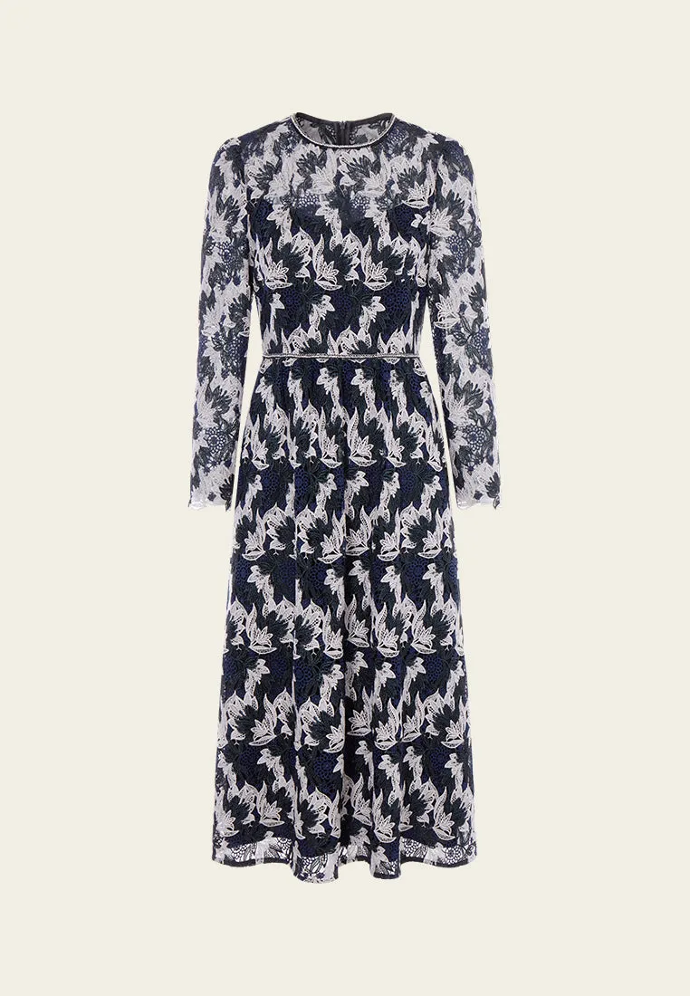 Long-sleeve Lurex Lace Dress